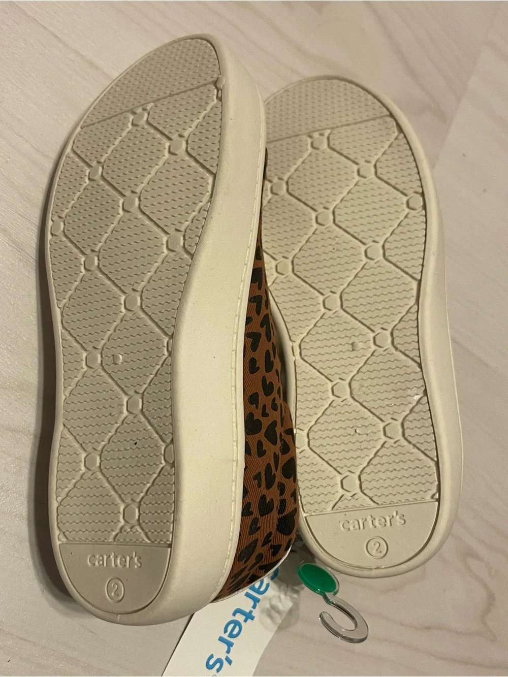 Carter's Tan Leopard Heart-Print Sneakers with White Laces